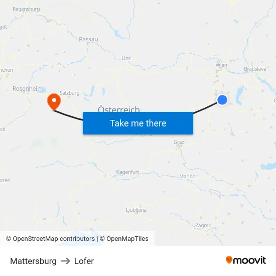 Mattersburg to Lofer map