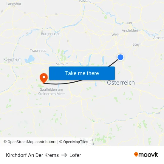 Kirchdorf An Der Krems to Lofer map