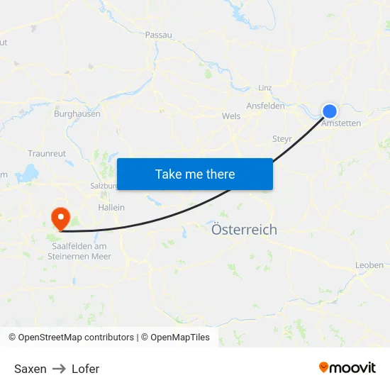 Saxen to Lofer map