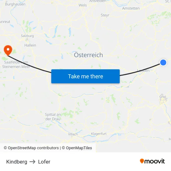 Kindberg to Lofer map