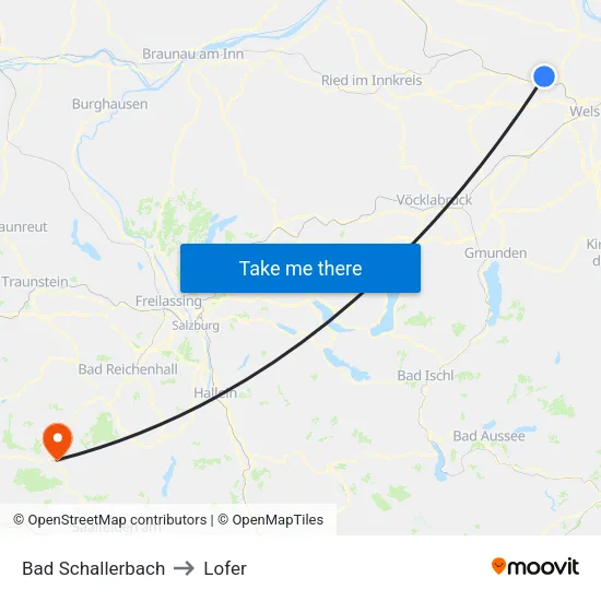 Bad Schallerbach to Lofer map