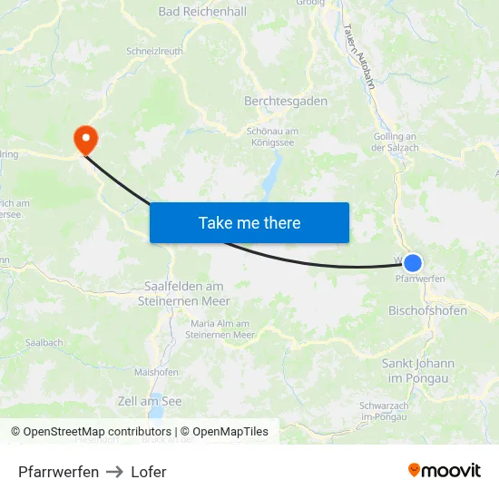 Pfarrwerfen to Lofer map
