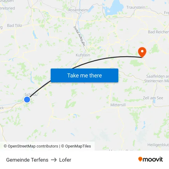Gemeinde Terfens to Lofer map