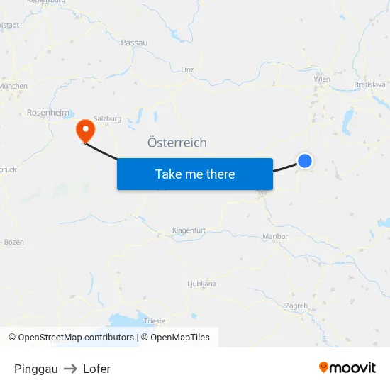 Pinggau to Lofer map