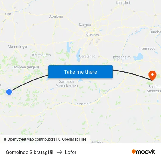 Gemeinde Sibratsgfäll to Lofer map