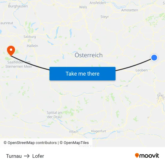 Turnau to Lofer map