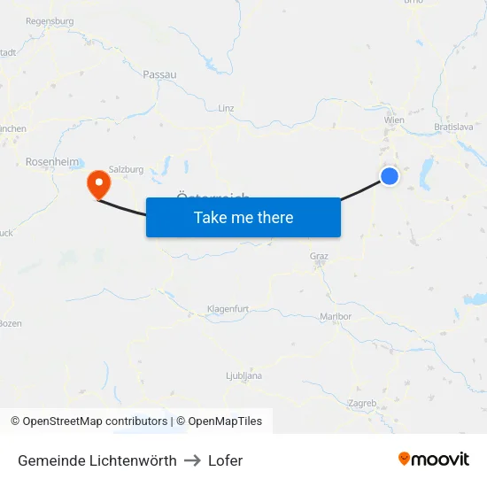 Gemeinde Lichtenwörth to Lofer map