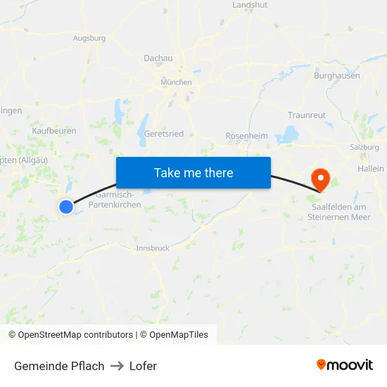 Gemeinde Pflach to Lofer map