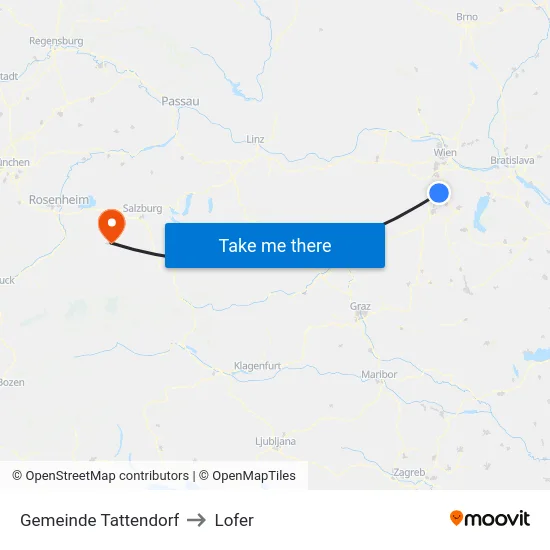 Gemeinde Tattendorf to Lofer map