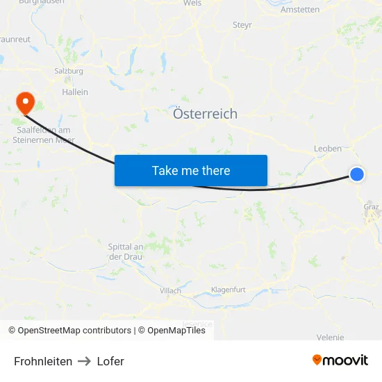 Frohnleiten to Lofer map