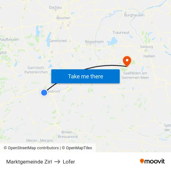 Marktgemeinde Zirl to Lofer map