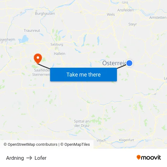 Ardning to Lofer map