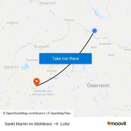 Sankt Martin Im Mühlkreis to Lofer map