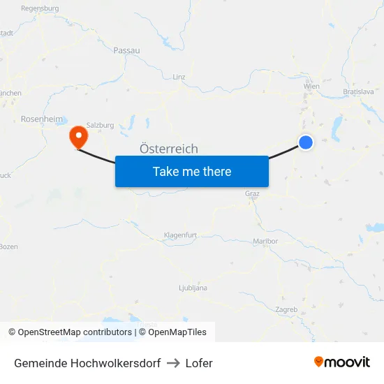 Gemeinde Hochwolkersdorf to Lofer map