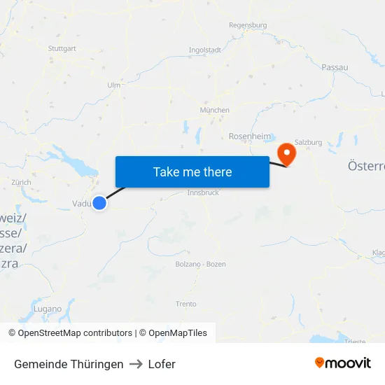 Gemeinde Thüringen to Lofer map