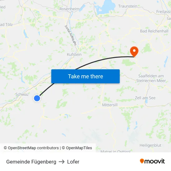 Gemeinde Fügenberg to Lofer map
