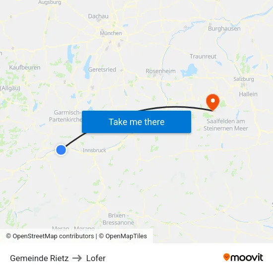 Gemeinde Rietz to Lofer map