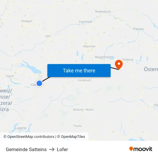 Gemeinde Satteins to Lofer map