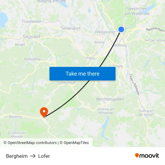 Bergheim to Lofer map