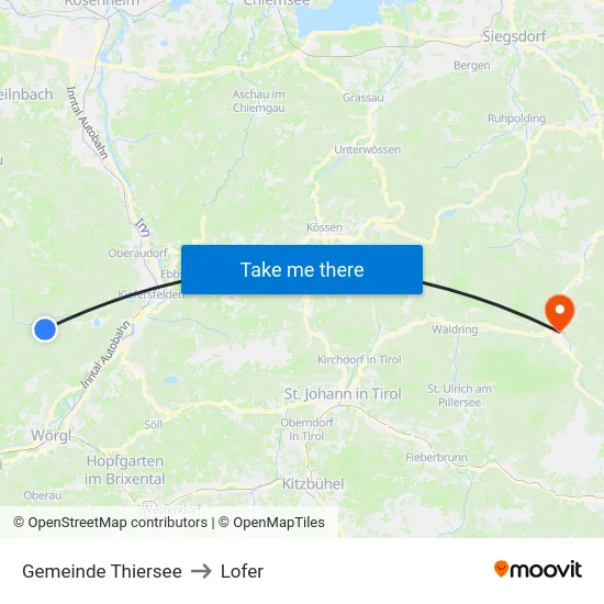 Gemeinde Thiersee to Lofer map