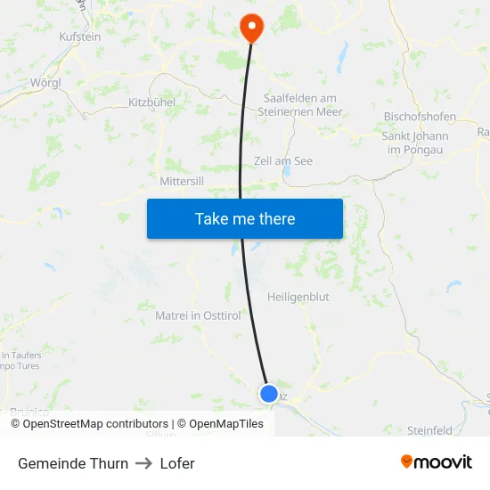 Gemeinde Thurn to Lofer map