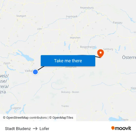 Stadt Bludenz to Lofer map