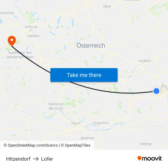 Hitzendorf to Lofer map