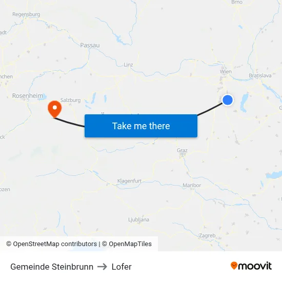 Gemeinde Steinbrunn to Lofer map