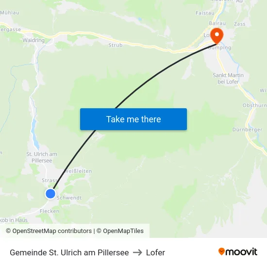 Gemeinde St. Ulrich am Pillersee to Lofer map