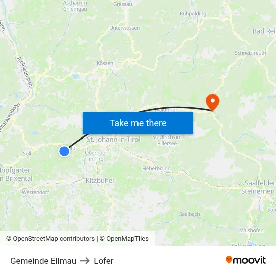 Gemeinde Ellmau to Lofer map