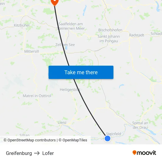 Greifenburg to Lofer map