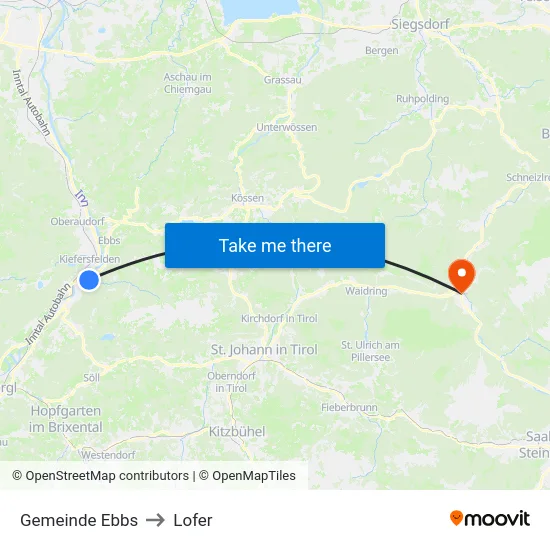 Gemeinde Ebbs to Lofer map
