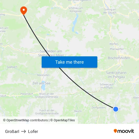 Großarl to Lofer map