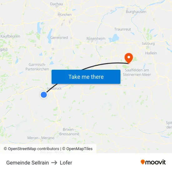 Gemeinde Sellrain to Lofer map