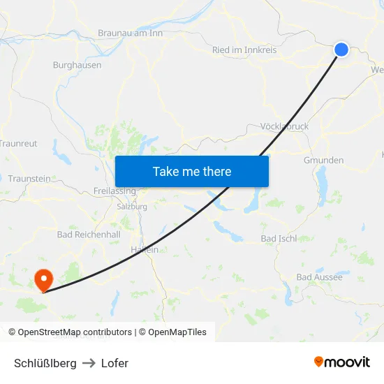 Schlüßlberg to Lofer map
