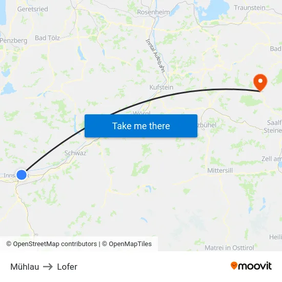 Mühlau to Lofer map