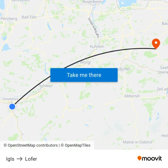 Igls to Lofer map