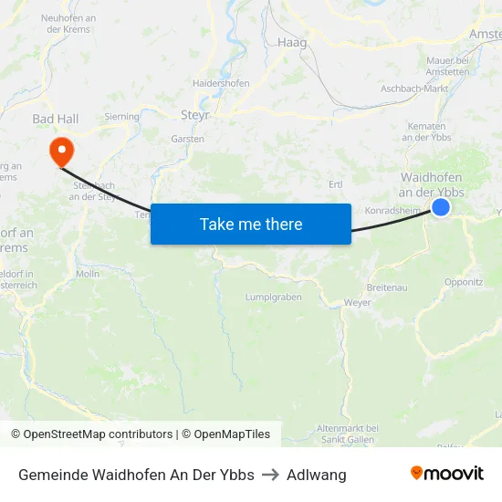 Gemeinde Waidhofen An Der Ybbs to Adlwang map