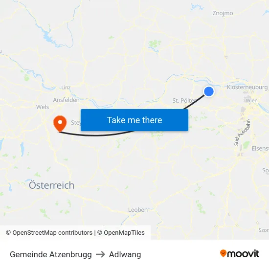 Gemeinde Atzenbrugg to Adlwang map
