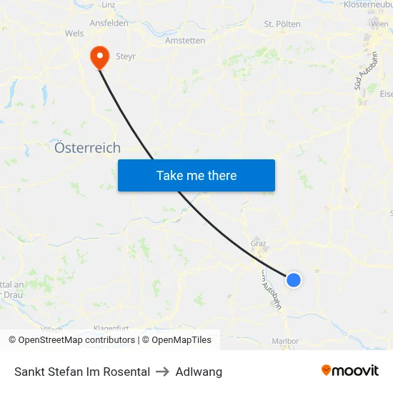 Sankt Stefan Im Rosental to Adlwang map
