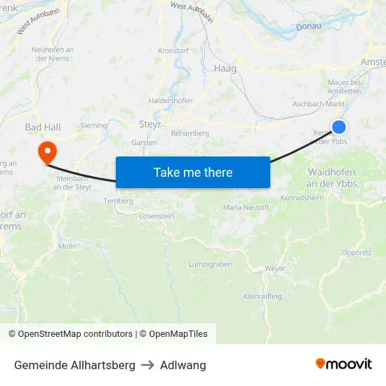 Gemeinde Allhartsberg to Adlwang map