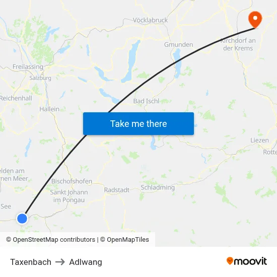 Taxenbach to Adlwang map