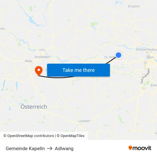 Gemeinde Kapelln to Adlwang map