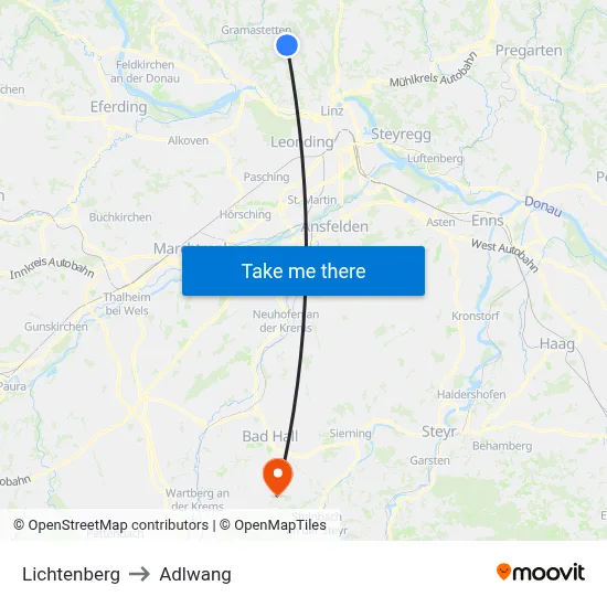 Lichtenberg to Adlwang map