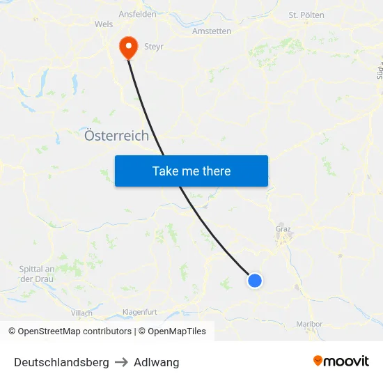 Deutschlandsberg to Adlwang map