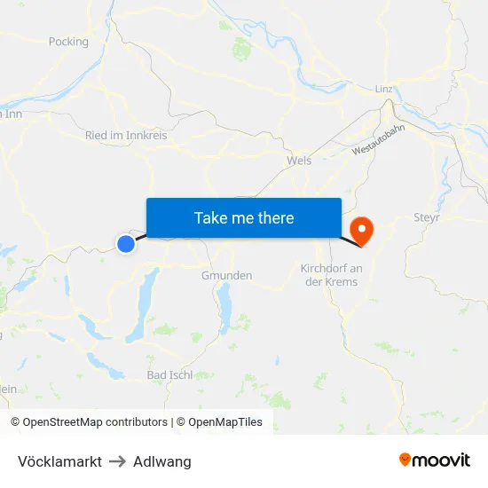 Vöcklamarkt to Adlwang map