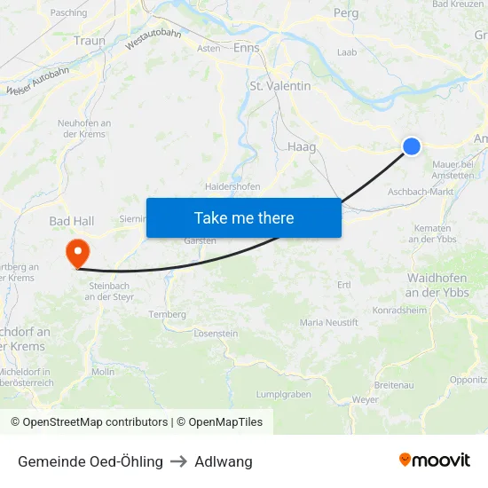 Gemeinde Oed-Öhling to Adlwang map