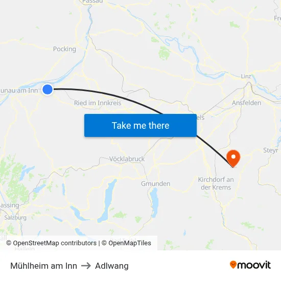 Mühlheim am Inn to Adlwang map