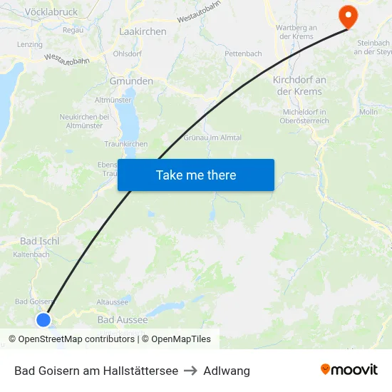 Bad Goisern am Hallstättersee to Adlwang map