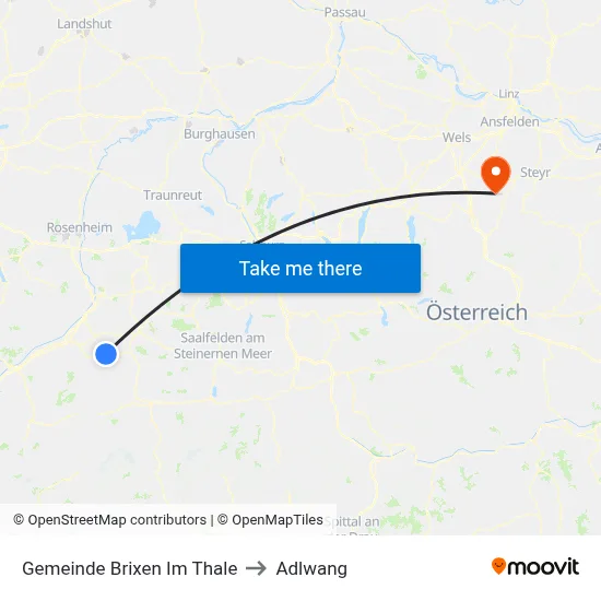 Gemeinde Brixen Im Thale to Adlwang map